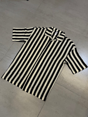 Relaxed Fit Textured Stripe Button-Down