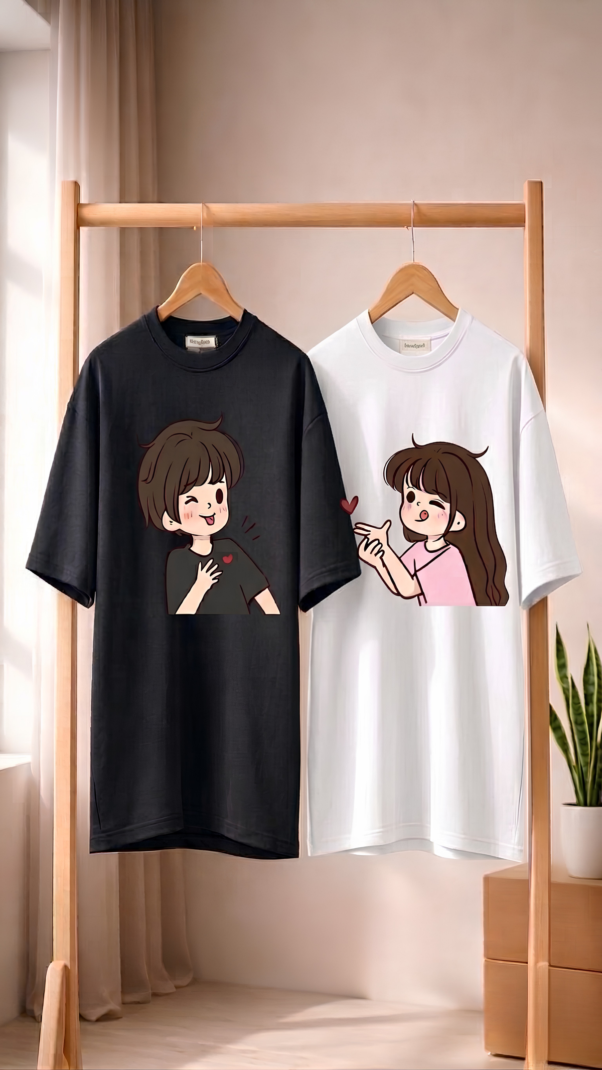 "Catch My Heart" Oversized Graphic Tee Set